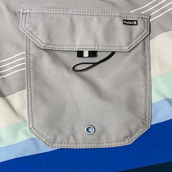 Hurley Men's‎ Swim Shorts size 29 Phantom Striped Drawstring Side Pocket Beach - Picture 7 of 9